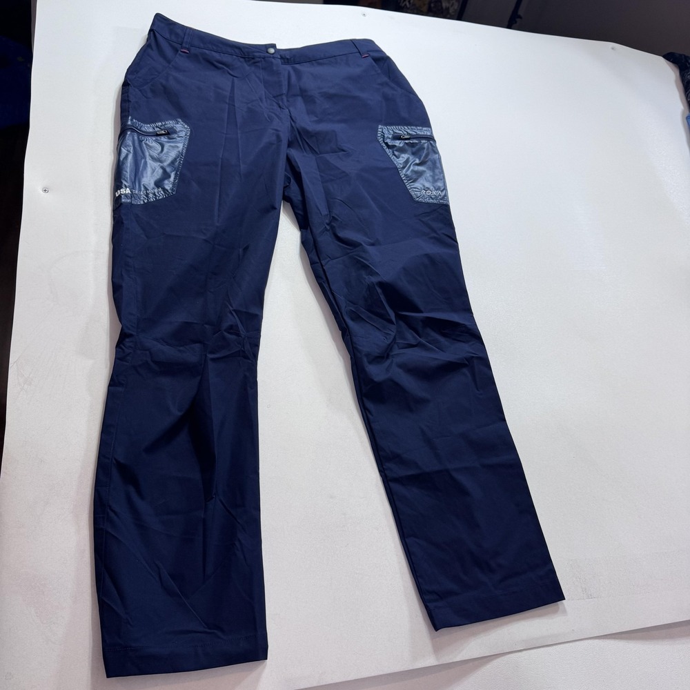 Roka Track Pants Womens‎ XL Blue Lightweight Zip Pockets USA Triathlon Athletic